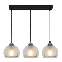 Lampa Wisząca Sufitowa Zwis Listwa Szklany Klosz Czarna Led Elegancka 3xe27 Benarivo 14-482