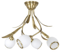 Lampa Wisząca Sufitowa Żyrandol Białe Klosze Glamour Złota Lofta 4xe14 Markos Biały 151b