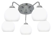 Lampa Wisząca Sufitowa Żyrandol do Salonu Chrom Glamour Białe Klosze 5xe27 Korsyk 13-690