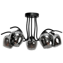 Lampa Wisząca Sufitowa Żyrandol do Salonu Grafit Klosze Industrialna 5xe27 15-340 Rufi Grey