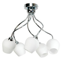 Lampa Wisząca Sufitowa Żyrandol Glamour Białe Klosze Chrom do Salonu 5xe14 Maximus 7-170