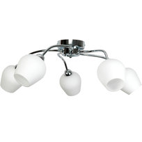 Lampa Wisząca Sufitowa Żyrandol Glamour do Salonu Białe Klosze Chrom 5xe14 Glen 7-290