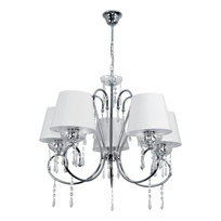 Lampa Wisząca Sufitowa Żyrandol Glamour do Salonu Biały Abażur 5xe27 Nola Bianco 12-380