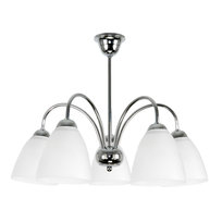 Lampa Wisząca Sufitowa Żyrandol Glamour do Salonu Chrom Białe Klosze 5xe27 Ben 7-250