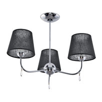 Lampa Wisząca Sufitowa Żyrandol Glamour do Salonu Chrom Czarny Abażur 3xe27 Brigit Negro 11-242
