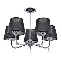 Lampa Wisząca Sufitowa Żyrandol Glamour do Salonu Chrom Czarny Abażur 5xe27 Brigit Negro 11-240