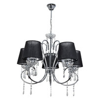 Lampa Wisząca Sufitowa Żyrandol Glamour do Salonu Czarny Abażur 5xe27 Nola Negro 12-390