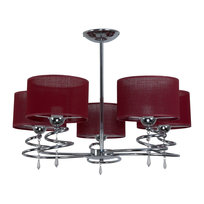 Lampa Wisząca Sufitowa Żyrandol Glamour do Salonu Czerwony Abażur Led 5xe27 Queen Red 12-640