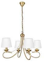 Lampa Wisząca Sufitowa Żyrandol Glamour do Salonu Złota Biały Abażur 4xe27 Aida Ii 7-521