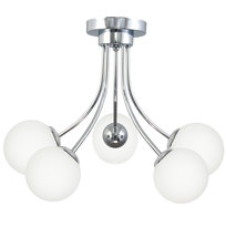 Lampa Wisząca Sufitowa Żyrandol Glamour Kule Białe do Kuchni Chrom 5xe14 Kik 13-540