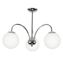 Lampa Wisząca Sufitowa Żyrandol Kule Białe Nowoczesny Chrom do Salonu 3xe14 Dorin 7-262