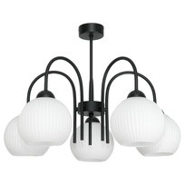 Lampa Wisząca Sufitowa Żyrandol Led do Kuchni Loft Białe Kule Czarna 5xe27 15-260 Rolka