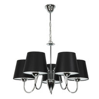 Lampa Wisząca Sufitowa Żyrandol Led do Salonu Chrom Czarne Abażury 5xe27 Dagma Negro 14-739
