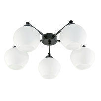 Lampa Wisząca Sufitowa Żyrandol Led Loft Białe Klosze Czarna 5xe27 Salvatore Negro 11-590