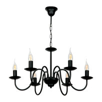 Lampa Wisząca Sufitowa Żyrandol Led Retro do Salonu Czarna Łańcuch 6xe14 15-510/6 Kandele