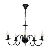 Lampa Wisząca Sufitowa Żyrandol Led Retro do Salonu Czarna Vintage 5xe14 15-510 Kandele