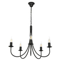 Lampa Wisząca Sufitowa Żyrandol Led Retro do Salonu Vintage Czarna 5xe14 Lumen Negro 14-880