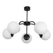 Lampa Wisząca Sufitowa Żyrandol Loft do Kuchni Białe Kule Czarna Led 5xe14 15-230 Oskar