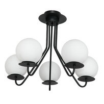 Lampa Wisząca Sufitowa Żyrandol Loft do Kuchni Białe Kule Czarna Led 5xe14 15-250 Lupia