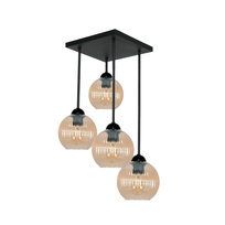 Lampa Wisząca Sufitowa Żyrandol Loft do Kuchni Klosz Bursztynowy 4xe27 15-454 Sonia