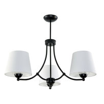 Lampa Wisząca Sufitowa Żyrandol Loft do Salonu Białe Abażury Czarna 3xe27 Augusto 11-672