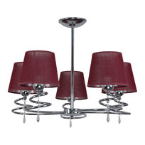 Lampa Wisząca Sufitowa Żyrandol Plafon Led do Salonu Czerwony Abażur 5xe27 Queen Red Ii 12-690