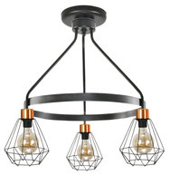 Lampa Wisząca Sufitowa Żyrandol Plafon Loft Czarna Druciane Klosze 3xe27 Amaral 14-582