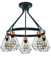 Lampa Wisząca Sufitowa Żyrandol Plafon Loft Czarna Druciane Klosze 5xe27 Amaral 14-580