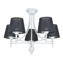 Lampa Wisząca Sufitowa Żyrandol Retro do Salonu Czarne Abażury Led 5xe27 Nuk 14-690