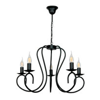 Lampa Wisząca Sufitowa Żyrandol Retro do Salonu Klasyczna Czarna Led 5xe14 15-520 Plomyk