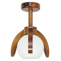 Lampa Wisząca Sufitowa Żyrandol Retro Drewniana do Jadalni Biała Kula 1xe27 Rzemyk 180/5