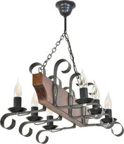 Lampa Wisząca Sufitowa Żyrandol Retro Drewniana Vintage 6xe14 Nikolas 11-979