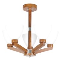 Lampa Wisząca Sufitowa Żyrandol Retro Drewniany Białe Klosze Vintage 5xe27 Baron Antyk 10-790