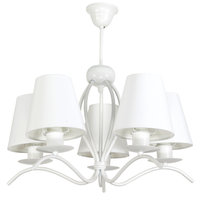Lampa Wisząca Sufitowa Żyrandol Retro Vintage do Salonu Białe Abażury 5xe27 Ramona Bianco 12-330