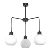 Lampa Wisząca Sufitowa Żyrandol Sypialnia Loft Białe Kule Czarna 3xe27 15-272 Betis