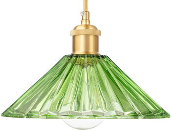 Lampa wisząca szklana plisowana Japandi zielona - Ledigo
