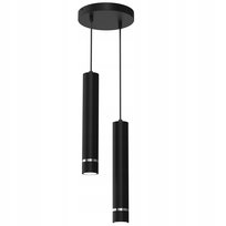 Lampa wisząca tuba rura 2x Gu10 zwis na kole sopel czarna chrom