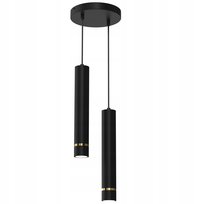 Lampa wisząca tuba rura 2x Gu10 zwis na kole sopel czarna złota