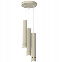 Lampa wisząca tuba rura 3x Gu10 zwis na kole sopel beżowa złota