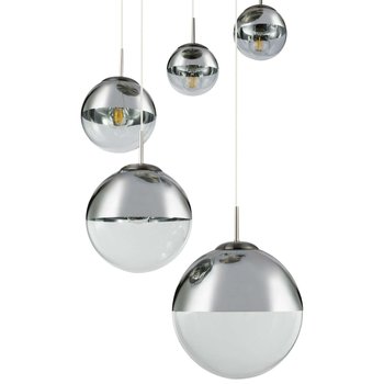 LAMPA wisząca VARUS 15851-5 Globo szklana OPRAWA zwis kaskada szklane kule balls chrom przezroczyste - GLOBO