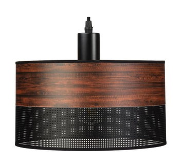 Lampa wisząca wenge czarna abażur czarny środek tuba - Ledigo