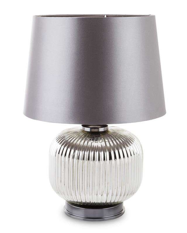 Zdjęcia - Lampa stołowa Lampa Z Kloszem Metalowa Srebrna H: 54 Cm