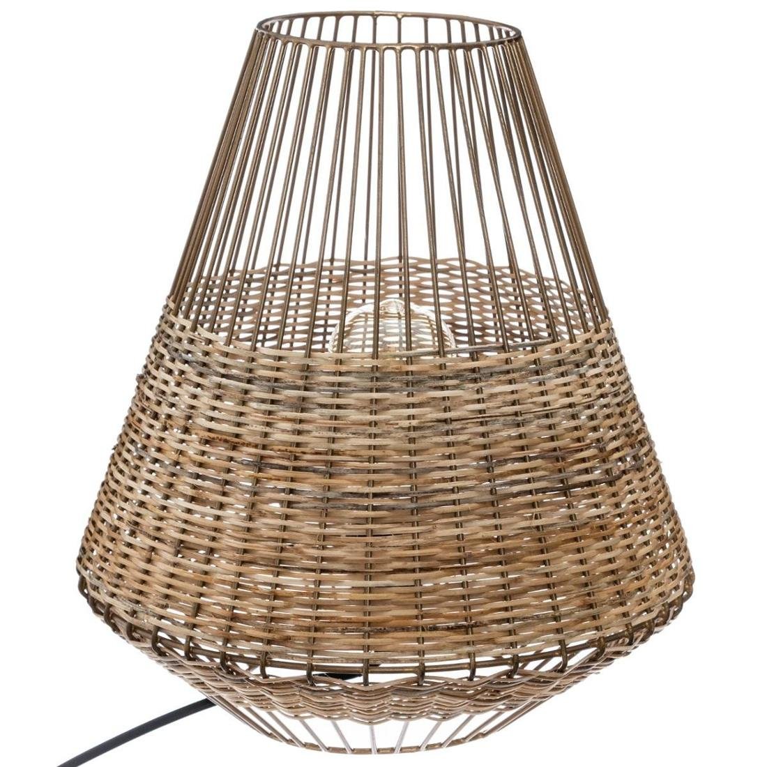 Lampa z wikliny i metalu CHERAW, 33,5 cm, beżowa
