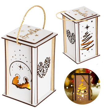 LAMPION ADWENTOWY DREWNIANY LAMPION NA RORATY Z LAMPKĄ LED LATARNIA - Inna marka