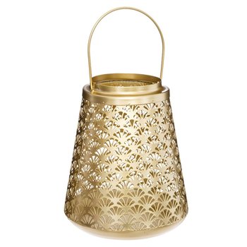 Lampion ażurowy z uchwytem, metal, złoty - Atmosphera