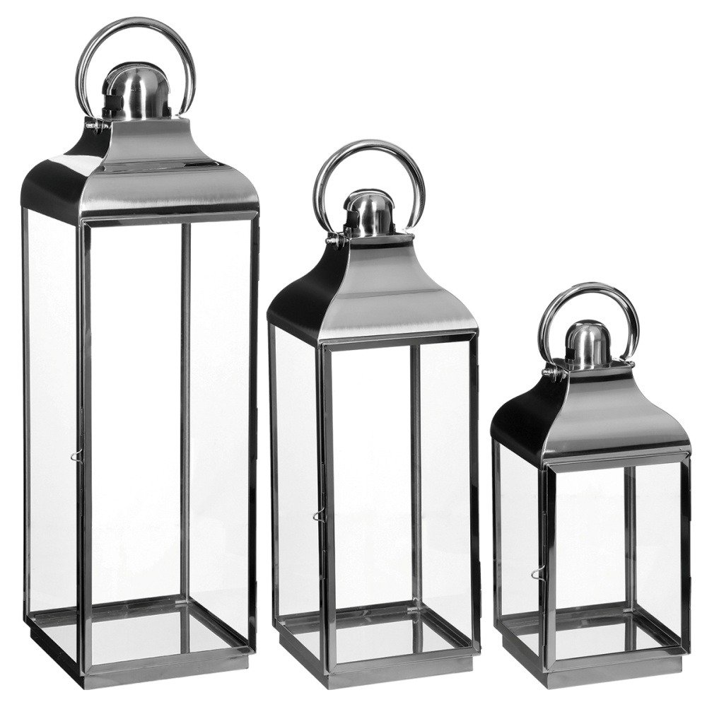 Lampion dekoracyjny ATMOSPHERA, szary, 3 szt.