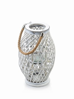 Lampion dekoracyjny wiklinowy Lucie White 35 cm - Mondex