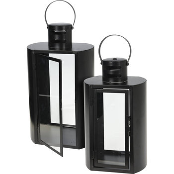 Lampion metalowy czarny MINIMAL, 2 latarenki - Home Styling Collection
