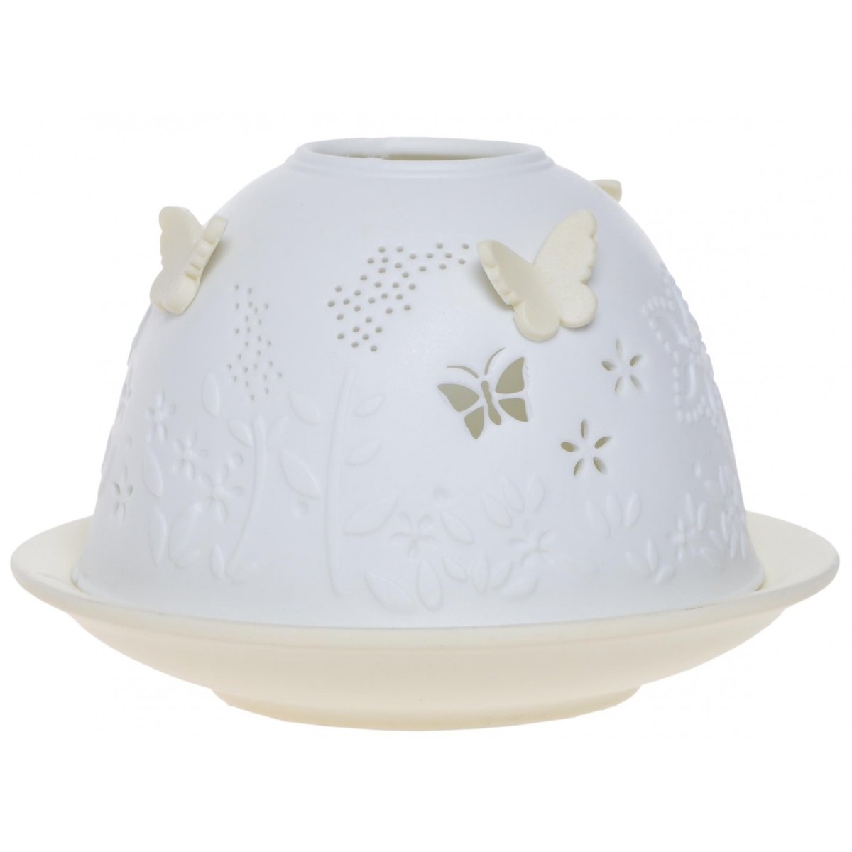 Zdjęcia - Figurka / świecznik Lampion Porcelanowy Biały Z Motylami