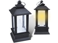 Lampion Ze Świeczką Latarenka Latarnia Mini Led Baterie Stroik Ozdoba Czarna